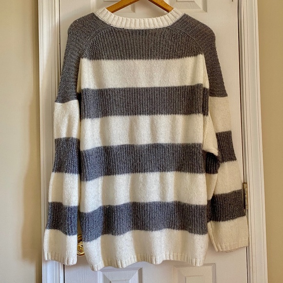 ALL SAINTS Lou Sparkle Jumper V-Neck Sweater in Gray and Cream - Medium - NWT - Picture 4 of 8